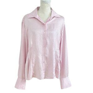 FERAUD SHIMMER BLUSH PINK MEDALLION TAPESTRY PRINT BUTTON DOWN SHIRT - 16